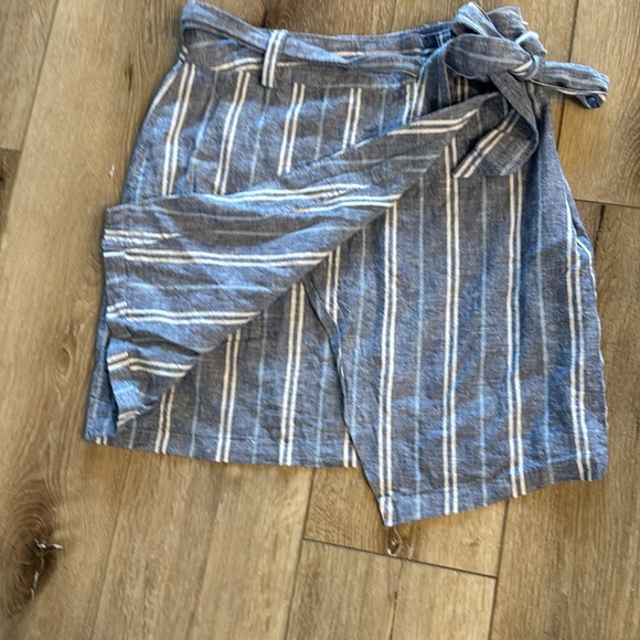 Blue Striped Cotton Linen Skirt - Picture 2 of 4